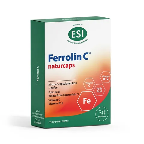 ESI, Ferrolin C, Integratore Ferro, Acido Folico, Vitamina C e B12, Per la Normale