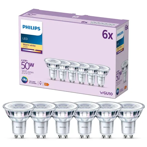 Philips LED Faretto GU10 Bianco Caldo 6 Pezzi
