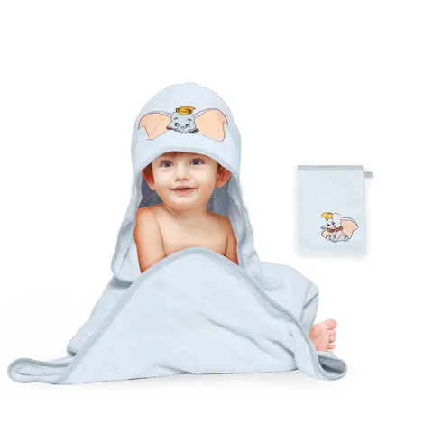 Disney Home Dumbo - Set di 2 asciugamani con cappuccio per bambini fino a 5 anni, morbido