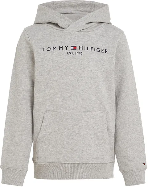 Tommy Hilfiger Bambini Unisex Felpa Essential Hoodie con Cappuccio, Grigio (Light Grey Heather), 9 Mesi