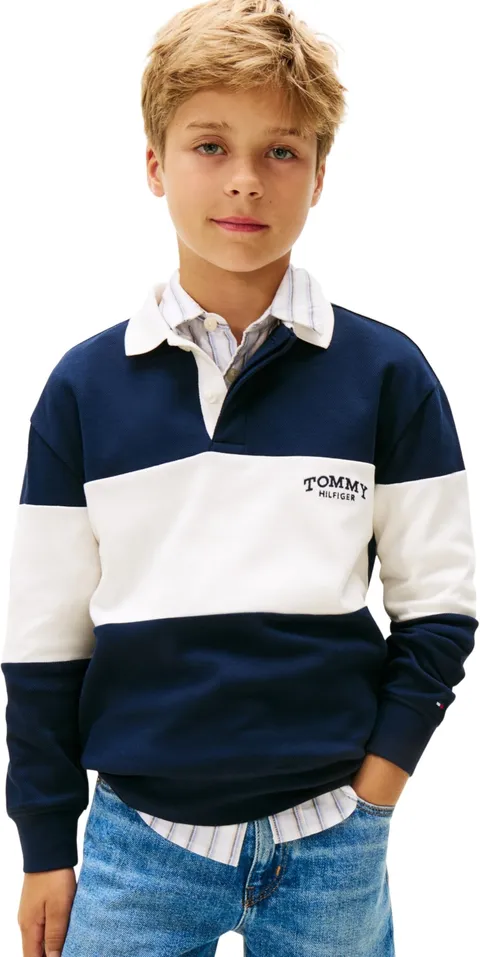 Tommy Hilfiger Polo da Ragazzo Colourblock LS KB0KB10047 L/S, Blu (Dark Night Navy