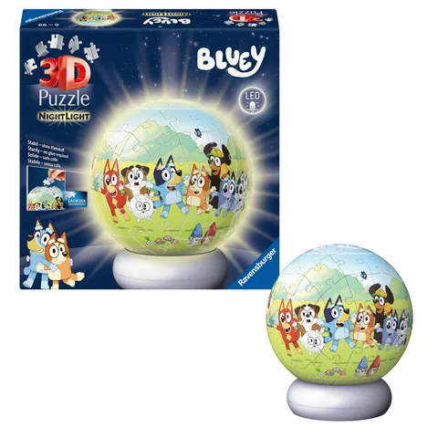 Ravensburger - Puzzle Ball Nightlight Bluey | Puzzle 3d Bambini 6 Anni O Più | Regalo
