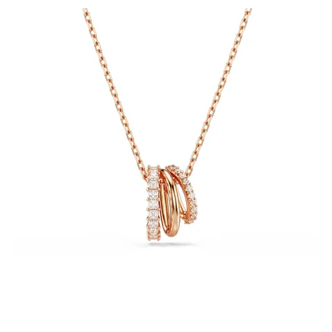 Swarovski Pendente Hyperbola, Taglio misto, Bianco, Placcato color oro rosa