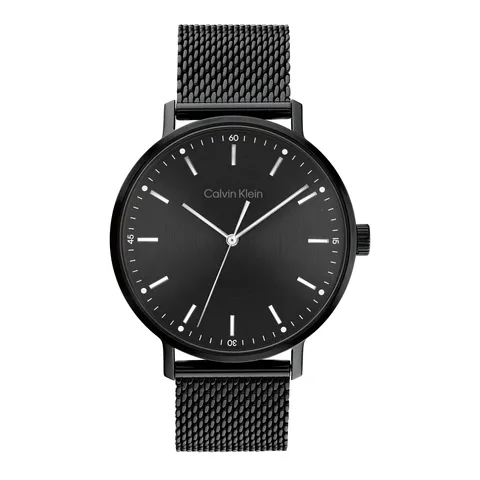 Calvin Klein Orologio Analogico al Quarzo da Uomo Collezione MODERN MESH con Cinturino in Maglia Metallica in Acciaio Inossidabile Nero - 25200046