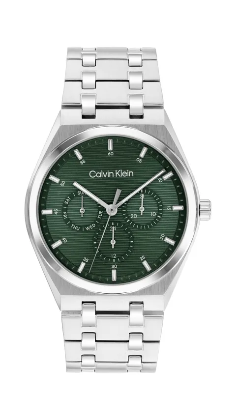 Calvin Klein Orologio Analogico Multifunzione al Quarzo da Uomo Collezione CK MOTION con Cinturino in Acciaio Inossidabile Argentato - 25200521