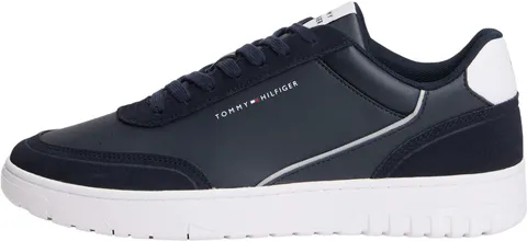 Tommy Hilfiger Uomini TH Basket Core Pelle Scamosciata Mix FM0FM05881 Basso Top, Blu, 38