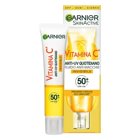 Garnier Fluido Anti-UV Anti-Macchie Invisibile, SPF 50+, Per Tutti i Tipi di Pelle