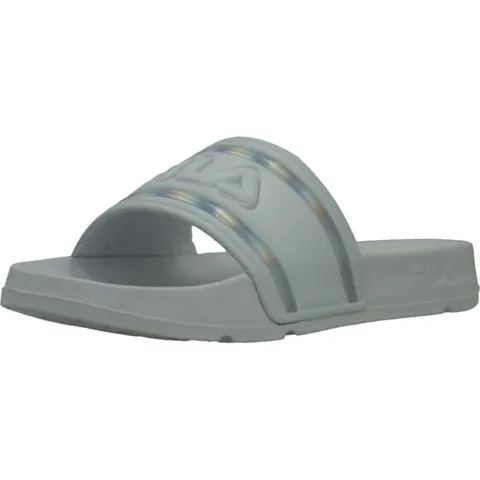 Fila Morro Bay Logo Slipper Wmn, Sandali scorrevoli Donna, Bianco Iridescente, 38 EU