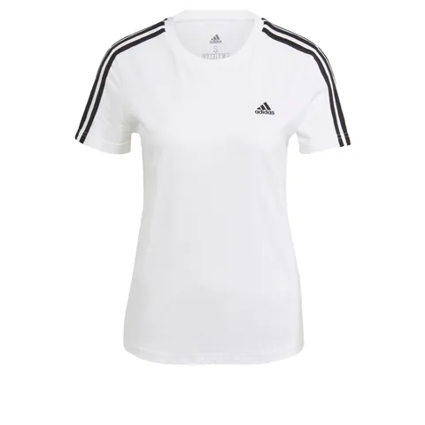 adidas Essentials Slim 3-Stripes, T-shirt, Donna, White/Black, XS