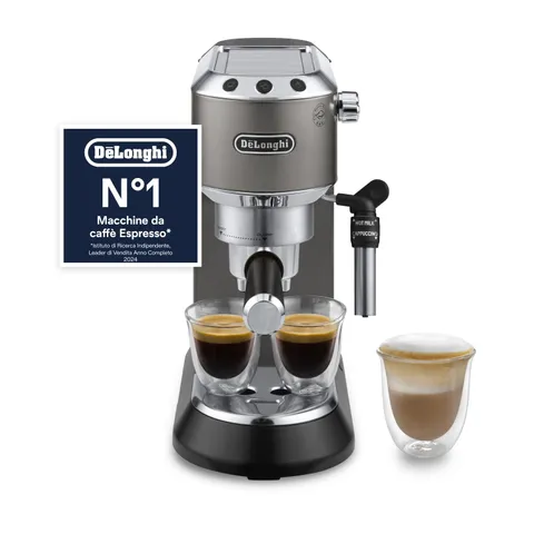 De'Longhi Dedica Style EC685.TB. Macchina Caffè Espresso Manuale, Caffè Polvere o Cialde E.S.E., Montalatte classico per Cappuccini, Spegnimento Automatico, Serbatoio 1L, Filtro Singolo/Doppio, Nero