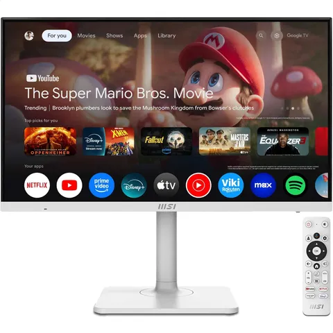 msi Modern MD272UPSW Monitor Smart Google TV 27” 4K UHD - Google Assistant, Dolby Audio, Wireless Display, Multi Control - WiFi 5, Bluetooth 5.0, LAN, HDMI 2.0b, DP 1.4a, Type-C 65W PD, USB-A, KVM
