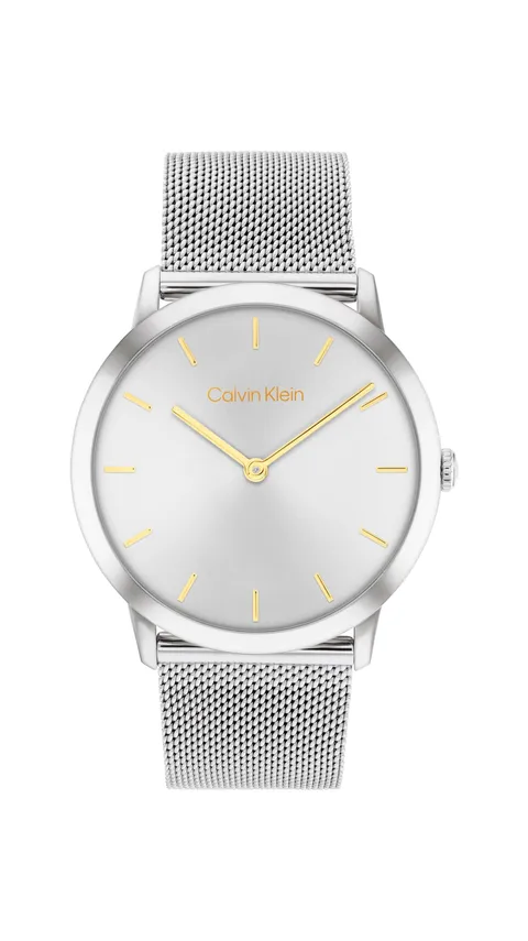 Calvin Klein Orologio Con Movimento Al Quarzo A Due Lancette Per Uomo e Donna Collezione EXCEPTIONAL con Cinturino in Maglia Metallica in Acciaio Inossidabile Argentato - 25300001, Silver