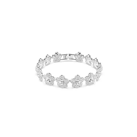 Swarovski x Ariana Grande Braccialetto, Taglio Round, Fiore, Bianco, Placcato rodio