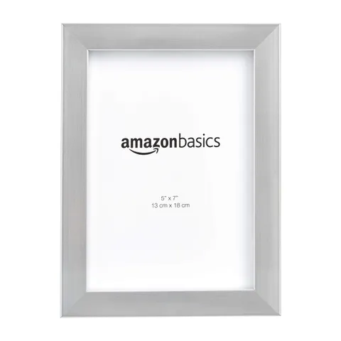 Amazon Basics Rettangolare, Cornice per foto, 13 x 18 cm, Confezione da 2, Nichel