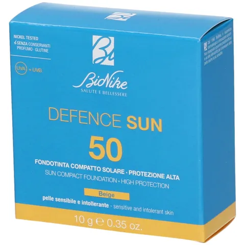 BioNike Defence Sun - Fondotinta Compatto SPF 50, Protezione Solare Raggi UVB e UVA