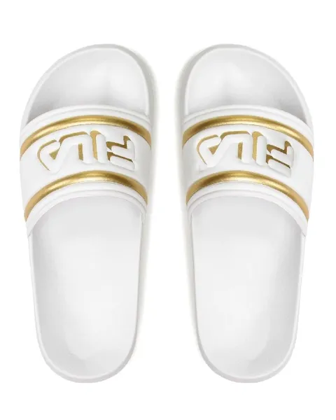 Fila Morro Bay Logo Slipper Wmn, Sandali scorrevoli Donna, White Gold, 36 EU