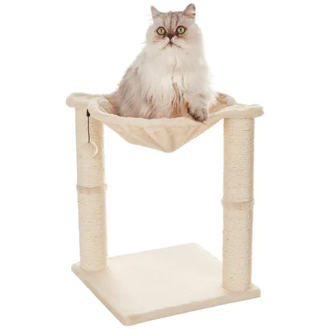 Amazon Basics Albero per gatti con amaca e palo tiragraffi, 40,6 x 50,8 x 40,6 cm, beige