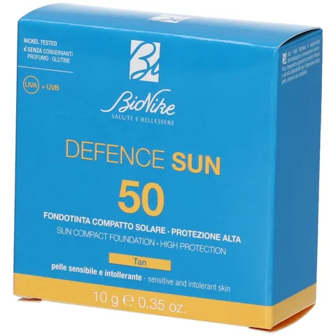 Bionike Defence Sun - Fondotinta Compatto Solare, SPF 50, Colore n.3 Tan, Protezione UVB