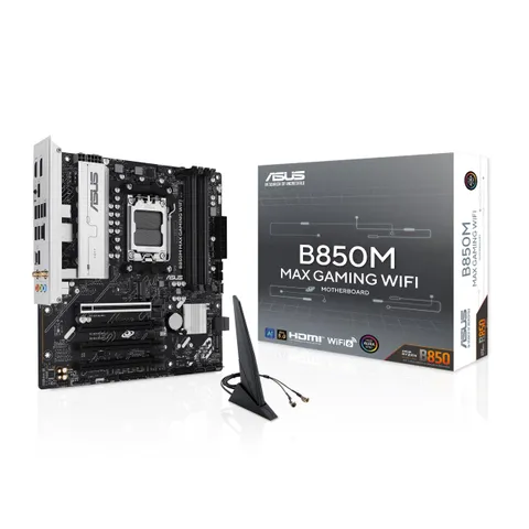 ASUS B850M MAX Gaming WIFI, Scheda Madre AMD mAMD ATX, 8+2+1 Fasi di Alimentazione, Slot
