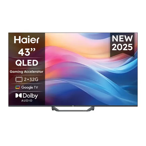 Haier QLED 4K UHD H43S80FUX 43'' Smart TV, Google TV, Dolby Audio, HDR 10, Telecomando