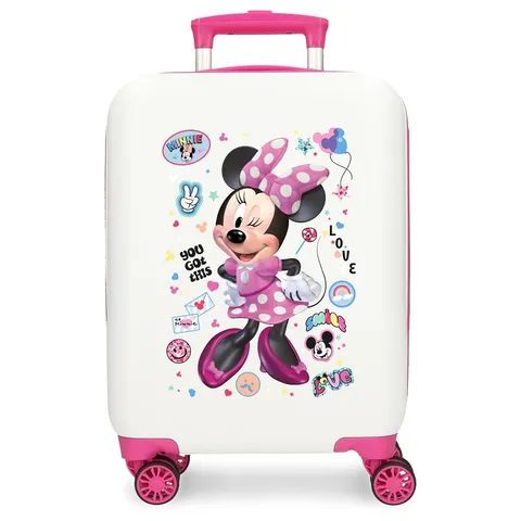 Disney Joumma Minnie Party Valigia da cabina bianca Valigia per bambini, rigida ABS