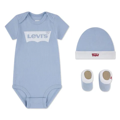 Levi's Kids Baby Boys Classic Batwing Infant Hat Bodysuit Bootie Set 3pc Baby and Toddler