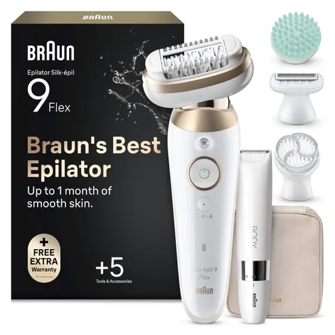 Braun Silk-Épil 9 Flex Skinspa Epilatore Elettrico Donna Testina Flessibile 360° per