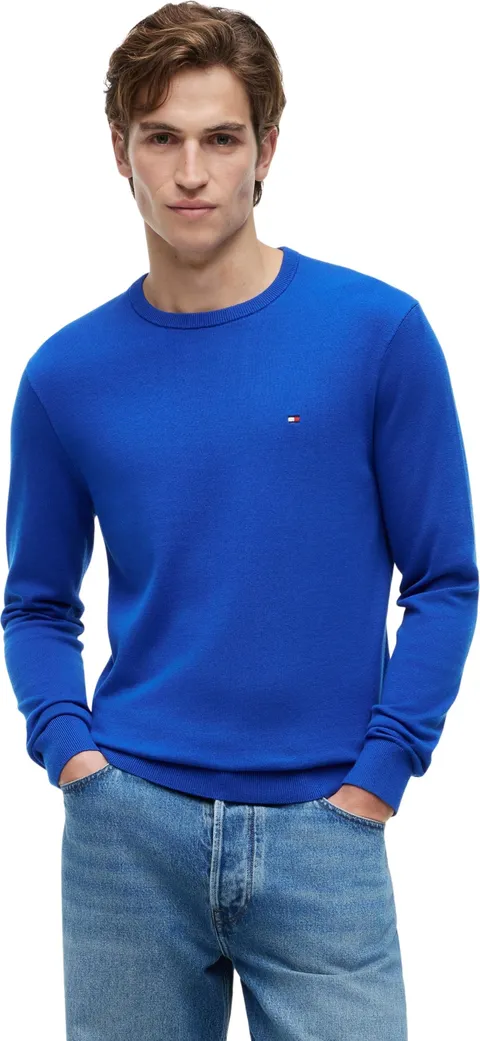 Tommy Hilfiger Uomo Pullover Essential Cotton con Scollo Rotondo, Blu (Regal Blue), XXL