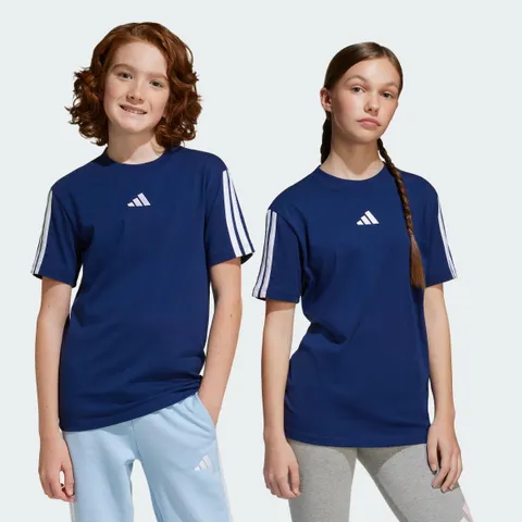 adidas Unisex - Bambini Essentials 3 Stripes T-Shirt, Dark Blue/White, 15-16 Years