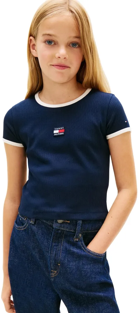 Tommy Hilfiger Girls Heritage Flag Top SS KG0KG09066 Blue (Dark Night Navy) 18 Month