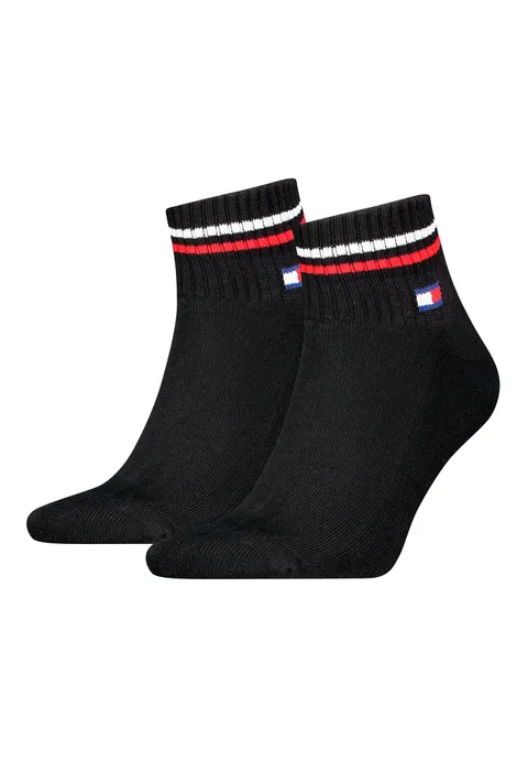 Tommy Hilfiger Quarter, Calzini Unisex - Adulto, Nero, 39-42