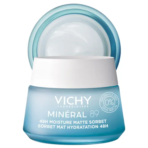 Vichy Minéral 89, Crema Idratante Matte, Pelle Idratata fino a 48h, 50 ml