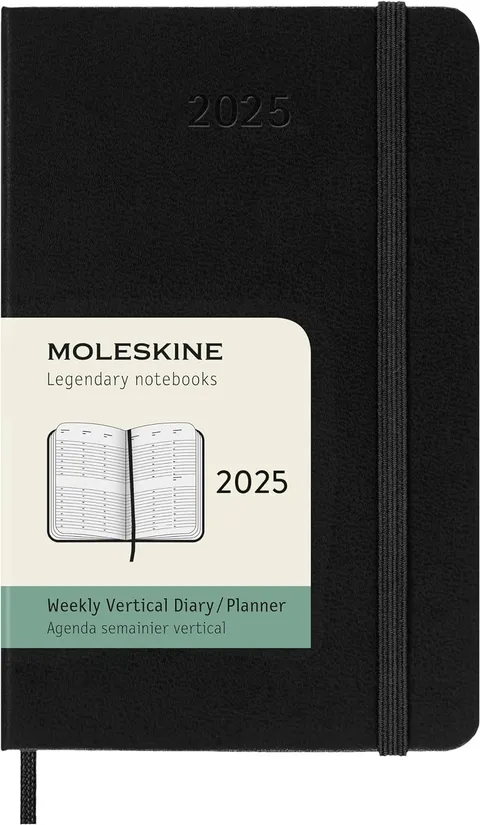 Moleskine Weekly Planner, Agenda Settimanale Verticale 12 Mesi 2025, Copertina Rigida e