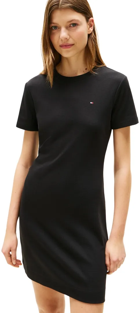 Tommy Hilfiger Donna Abito New Cody Slim Short Dress in Cotone, Nero (Black), XXS