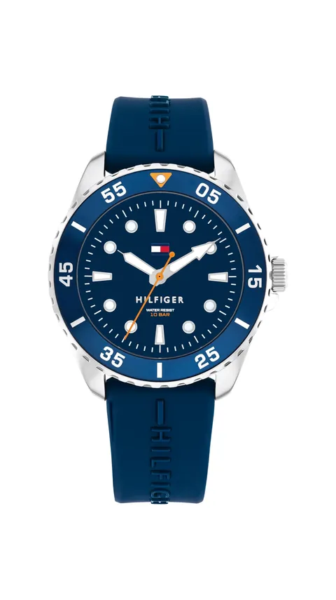 Tommy Hilfiger Orologio con Movimento al Quarzo a Tre Lancette per i Giovani con Cinturino in Silicone Blu - 1720047, Navy Blue