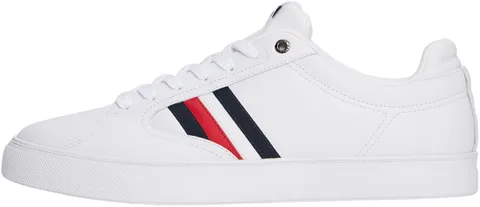 Tommy Hilfiger Uomo Sneakers con Suola Preformata Icon Court Stripes in Pelle, Bianco (White), 45