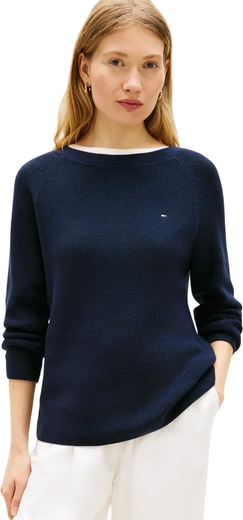 Tommy Hilfiger Maglione da Donna Co Cardi Fine GG LS Boat-nk Swt Ww0ww44975, Blu (Dark