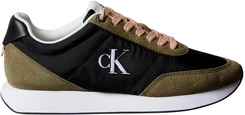 Calvin Klein Donna Sneakers Running Retro Lace Up Profilo Basso, Multicolore (Black/Capers), 42