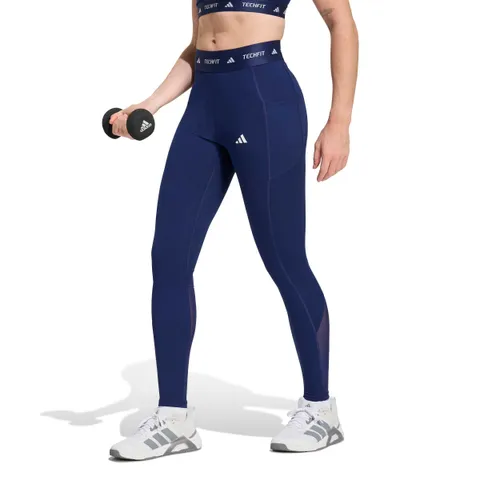 adidas Donna Techfit Stash Pocket Full Length Leggings Tights, dark blue, S
