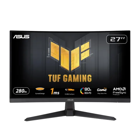 ASUS TUF Gaming VG27VQM1B Monitor Gaming Curvo da 27” pollici Full HD (1920x1080), 280 Hz ELMB, Tempo di Risposta 1 ms, FreeSync Premium, 90% DCI-P3, DisplayWidget Center, Nero