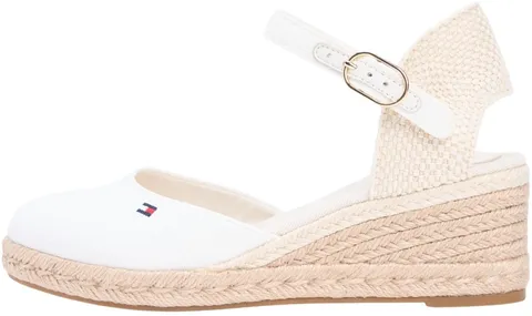 Tommy Hilfiger Mid Wedge Espad Closed Toe Fw0fw09233, Espadrillas Zeppa Donna, White