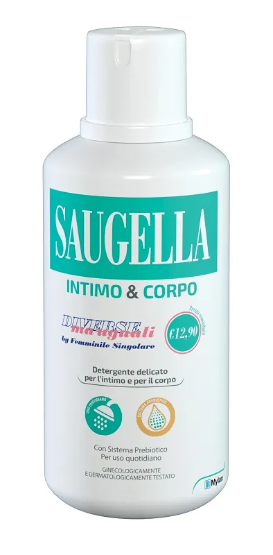 Saugella Detergente Intimo e Corpo, Uso Bagnoshiuma, Delicato Con Sistema Prebiotico