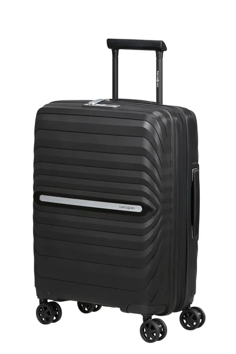 Samsonite Neo Flux - Spinner S, Bagaglio a mano espandibile, 55 cm, 39/45 L, Nero (Black)