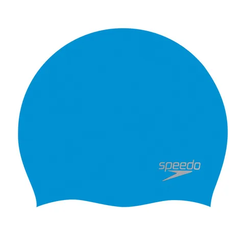 Speedo Unisex Plain Moulded Silicone Swimming Cap | Tried and Trusted, Blue/Silver, One