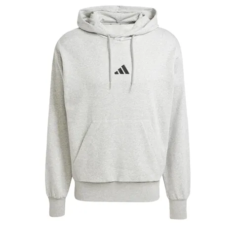 adidas Uomo Essentials Feelcozy Fleece Hoodie Sweatshirt, Medium Grey Heather/Black, S
