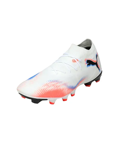 Puma Scarpe da Calcio Unisex Future 8 Match Fg/AG, Puma Bianco Puma Nero Rosso Brillante