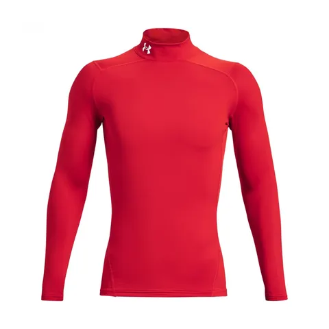 Under Armour Uomo ColdGear Armour Comp Mock, Maglia Manica Lunga in Tessuto a Doppio Strato con Interno Ultra Caldo, Maglia Termica per Corsa, Ciclismo e attività all'aperto in Inverno,Red/White,XS