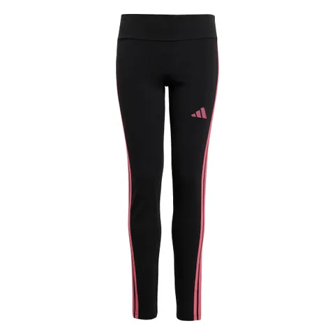 Adidas Bambina Essentials 3 Stripes Leggings, Black/Pink Fusion, 11-12 Years