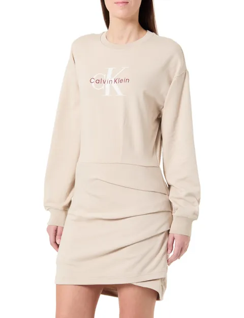Calvin Klein LS Monologo Terry Crew Fashion D Lv047E224G Vestiti, Brown (Silvermoss), L