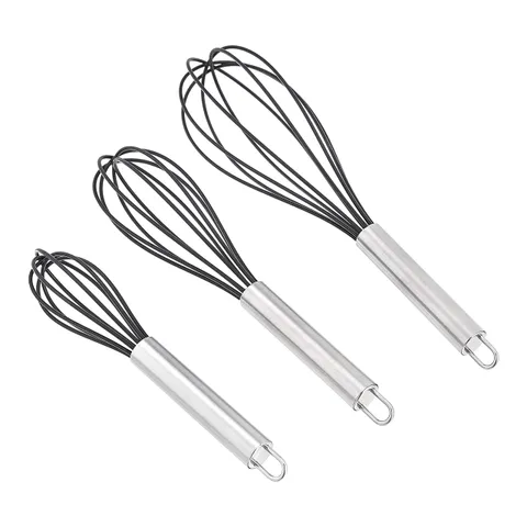 Amazon Basics Set di fruste in acciaio inox, rivestite in silicone antiaderente, da 20,3